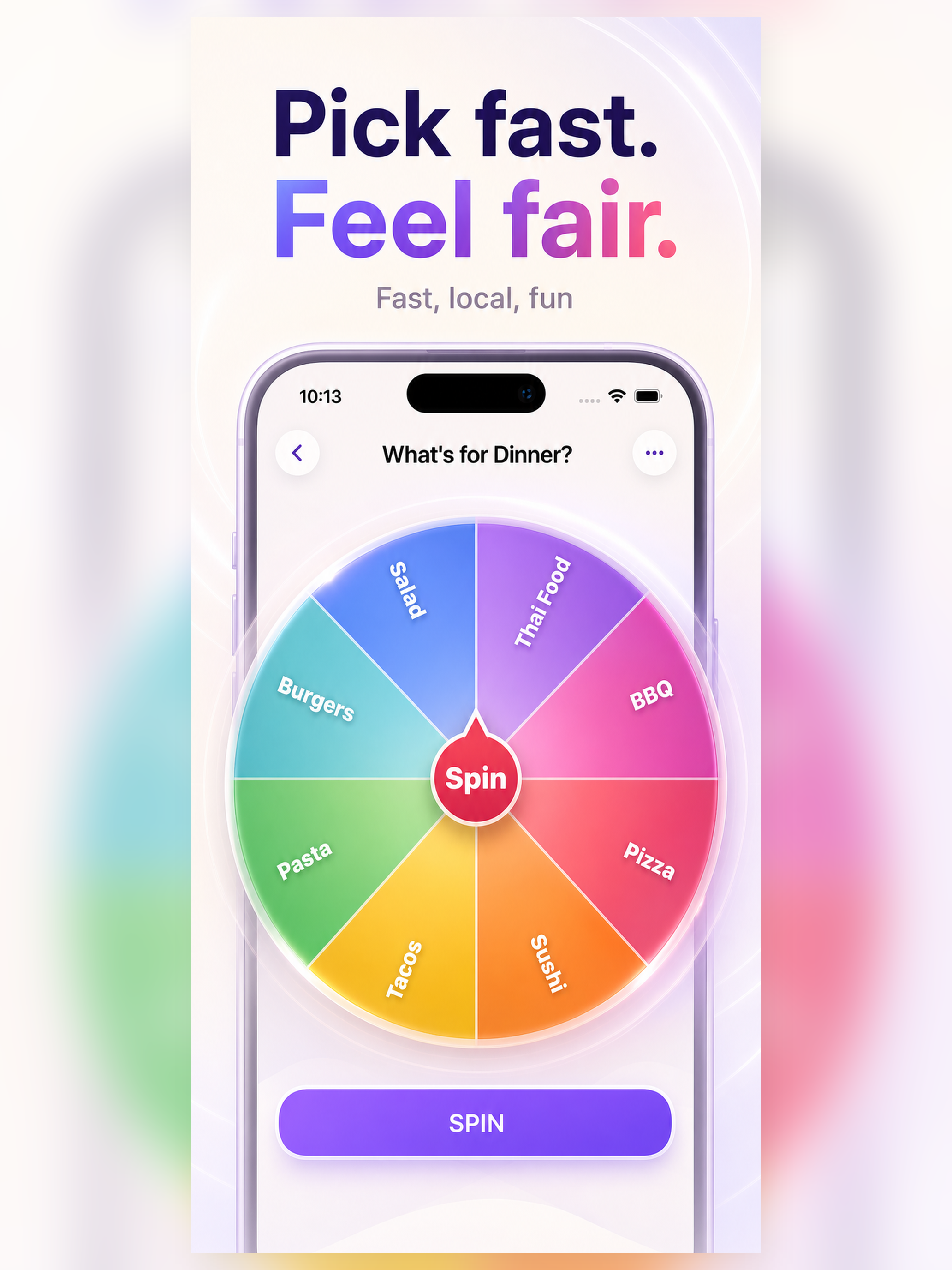 GoSpinWheel iPad app with a colorful spin wheel
